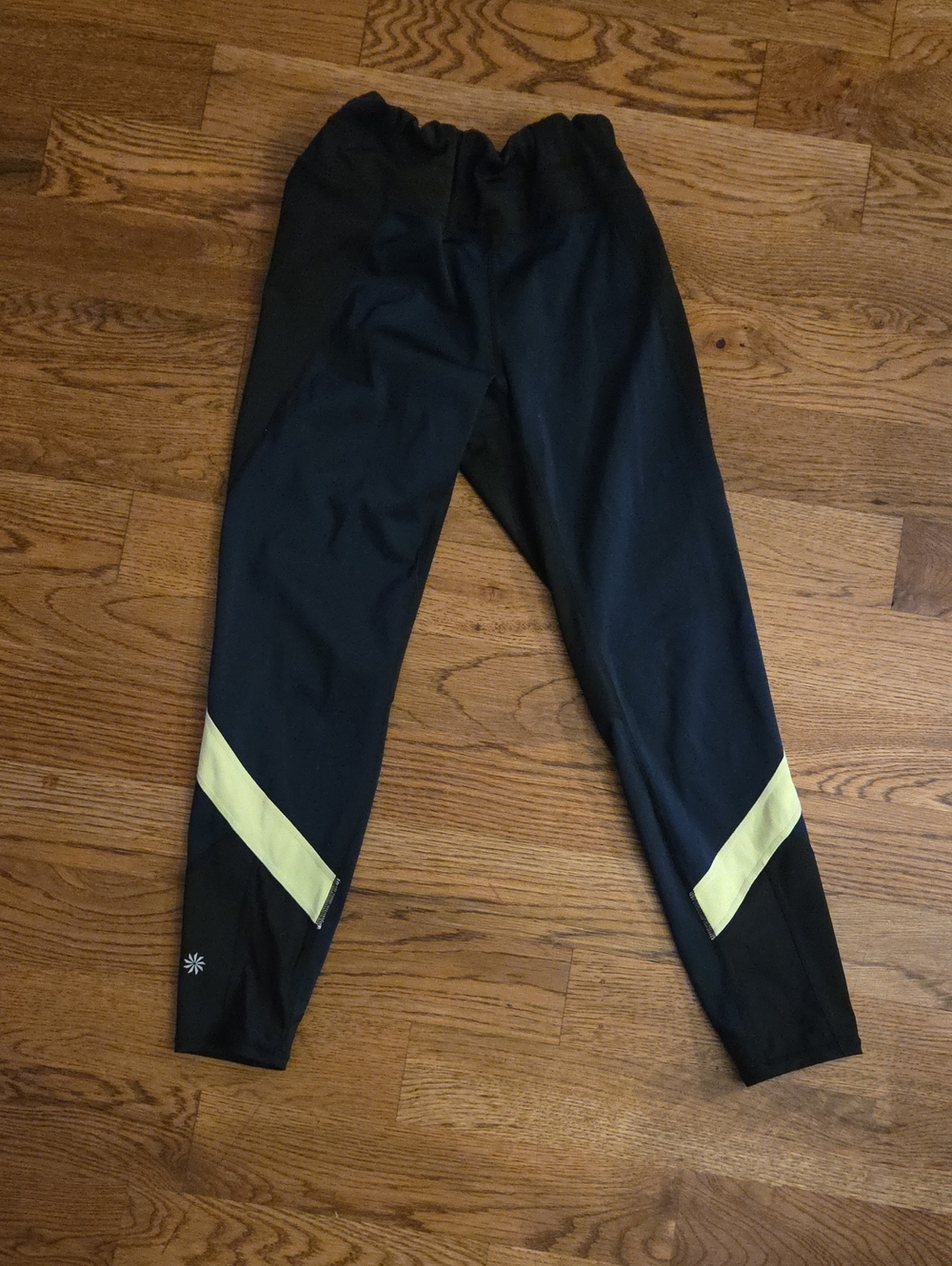 Athleta Navy/Black Leggings with Yellow Details